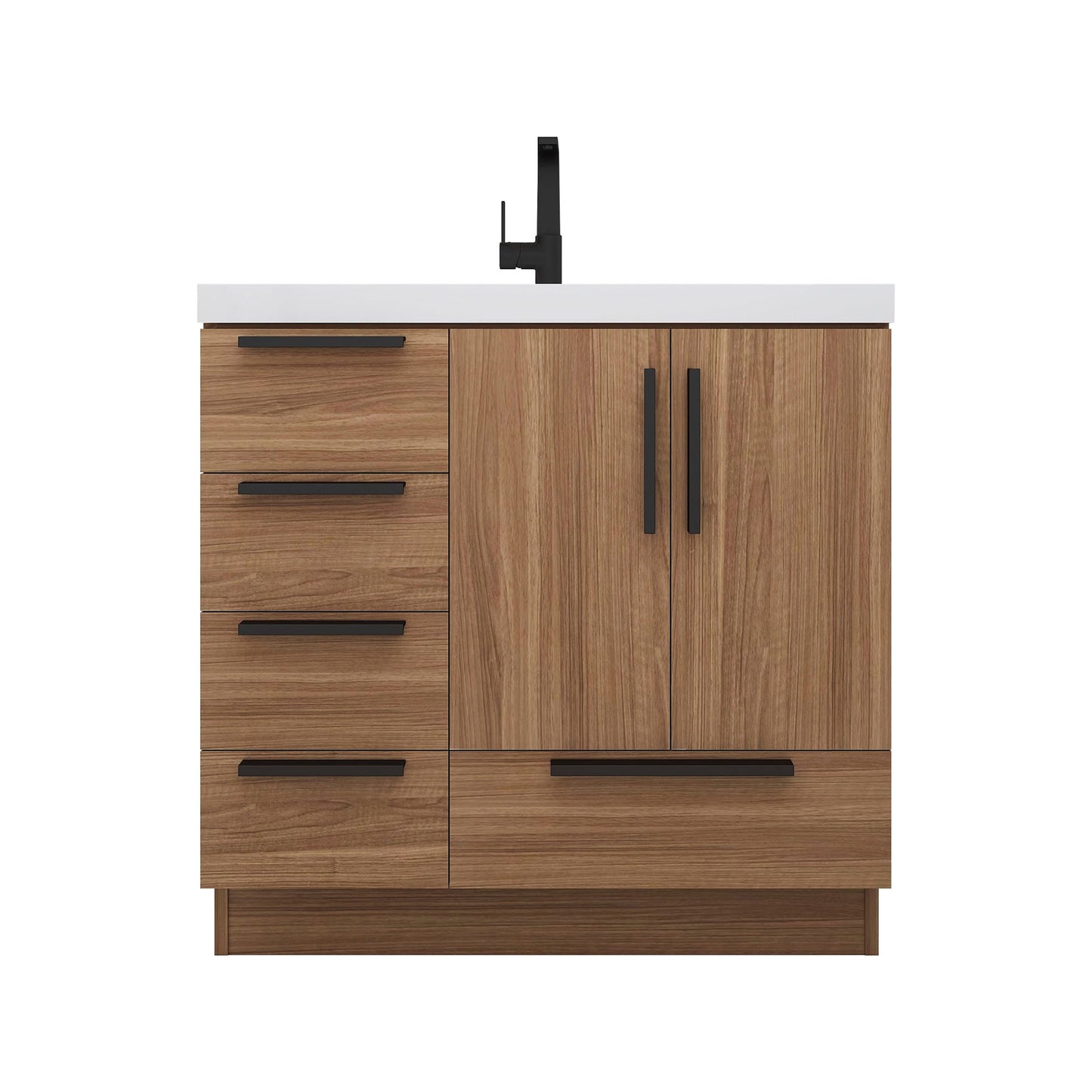 Better Vanity Carla 24" -84" Freestanding Bathroom Vanity with Reinforced Acrylic Sink, Soft-Close Doors & Drawers, Fully Assembled