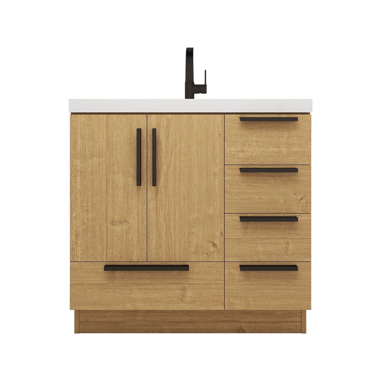 Better Vanity Carla 24" -84" Freestanding Bathroom Vanity with Reinforced Acrylic Sink, Soft-Close Doors & Drawers, Fully Assembled