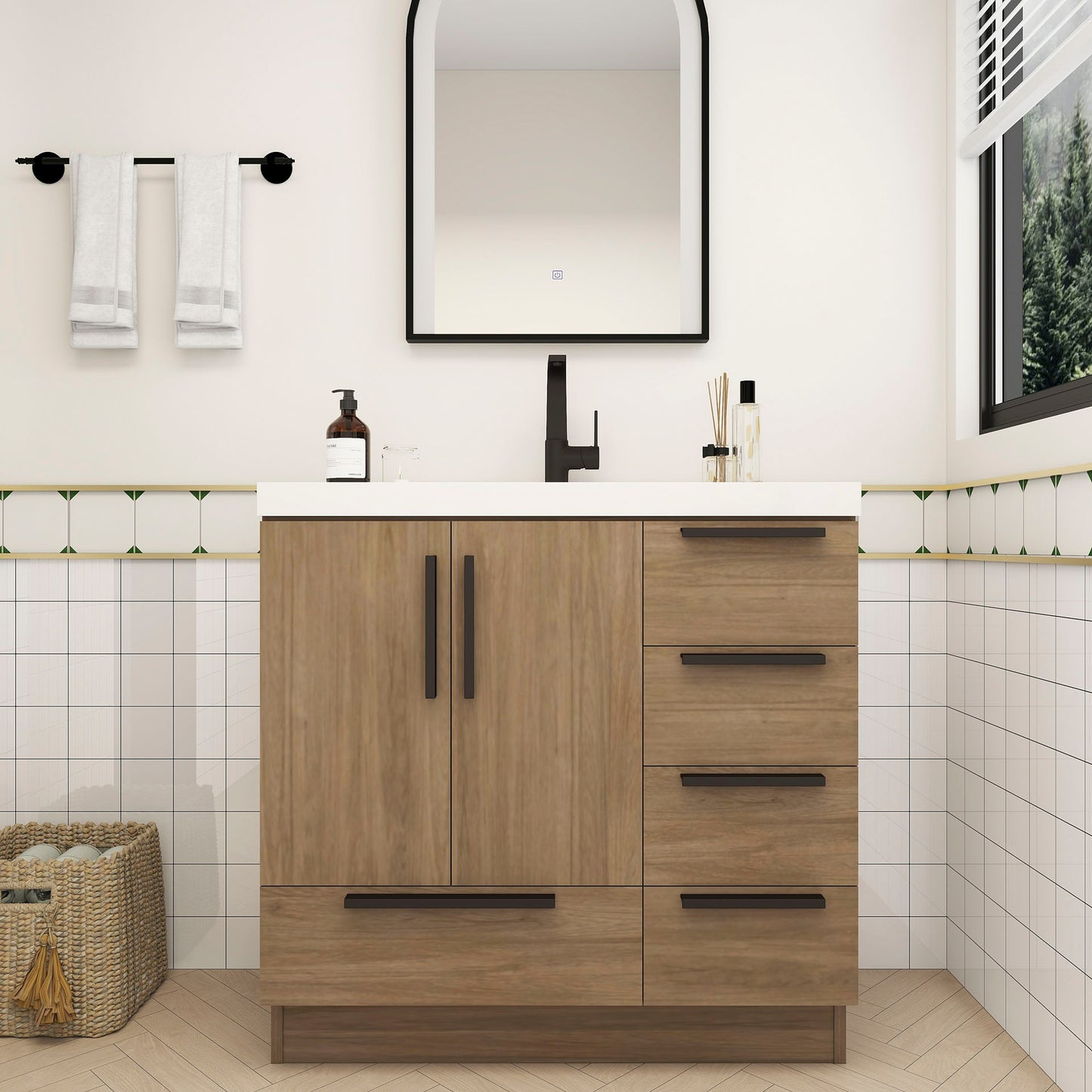 Better Vanity Carla 24" -84" Freestanding Bathroom Vanity with Reinforced Acrylic Sink, Soft-Close Doors & Drawers, Fully Assembled