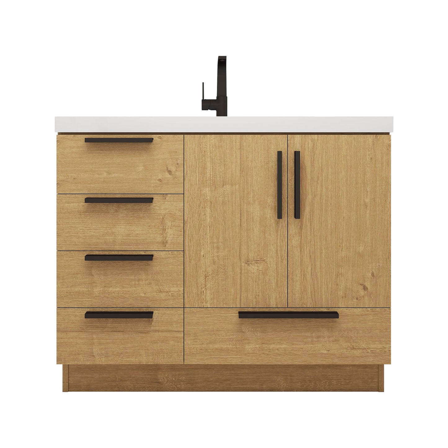 Better Vanity Carla 24" -84" Freestanding Bathroom Vanity with Reinforced Acrylic Sink, Soft-Close Doors & Drawers, Fully Assembled