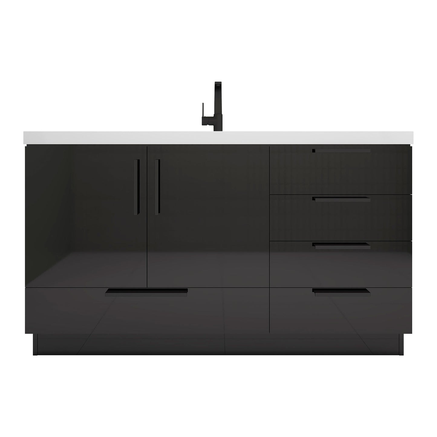 Better Vanity Carla 24" -84" Freestanding Bathroom Vanity with Reinforced Acrylic Sink, Soft-Close Doors & Drawers, Fully Assembled