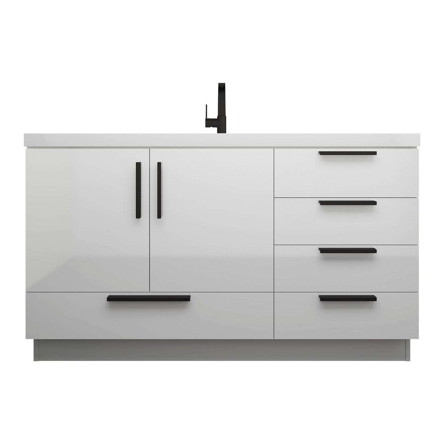 Better Vanity Carla 24" -84" Freestanding Bathroom Vanity with Reinforced Acrylic Sink, Soft-Close Doors & Drawers, Fully Assembled