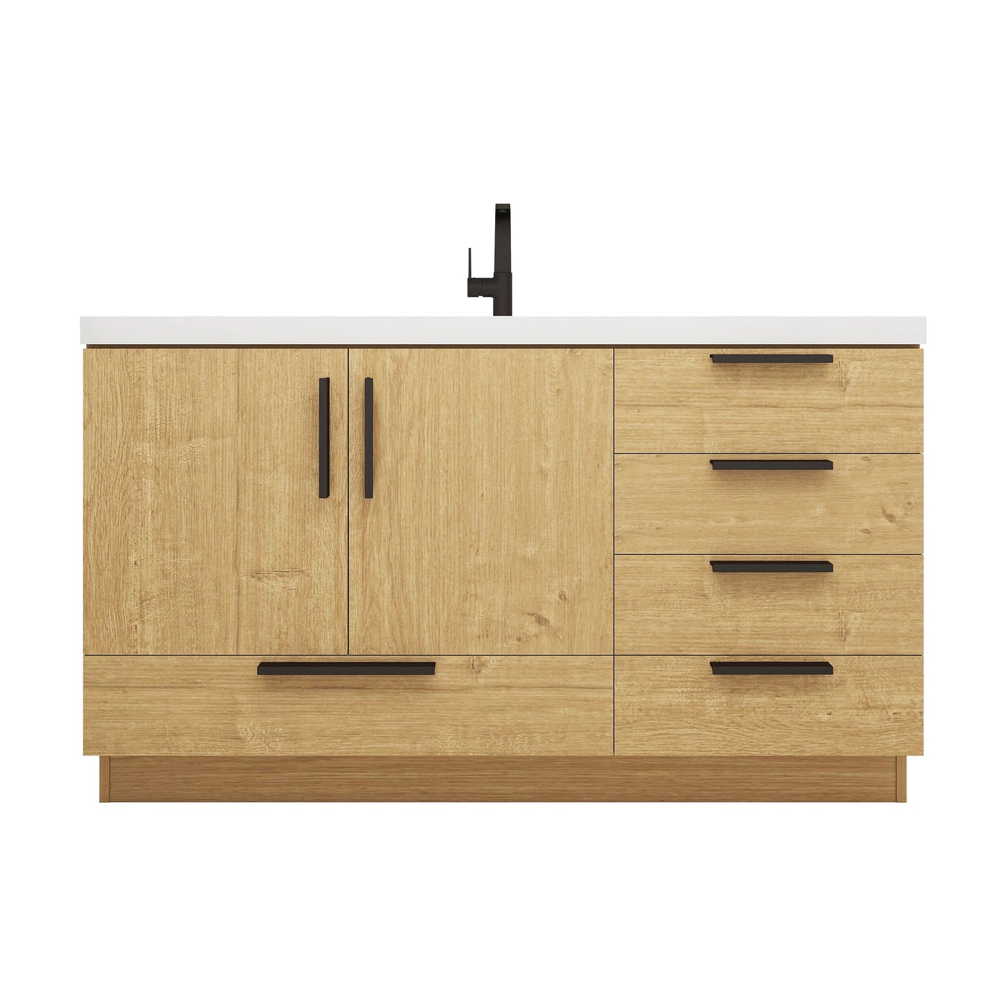 Better Vanity Carla 24" -84" Freestanding Bathroom Vanity with Reinforced Acrylic Sink, Soft-Close Doors & Drawers, Fully Assembled