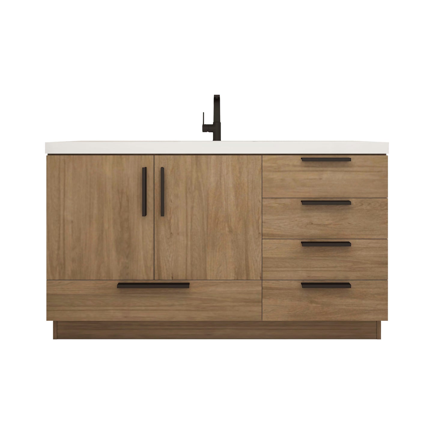 Better Vanity Carla 24" -84" Freestanding Bathroom Vanity with Reinforced Acrylic Sink, Soft-Close Doors & Drawers, Fully Assembled