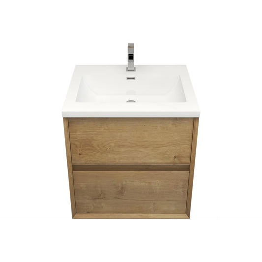 Better Vanity Kingdee 24"-84” Wall-Mounted Floating Bathroom Vanity with Reinforced Acrylic Single Basin Sink, Soft-Close Drawers, Fully Assembled