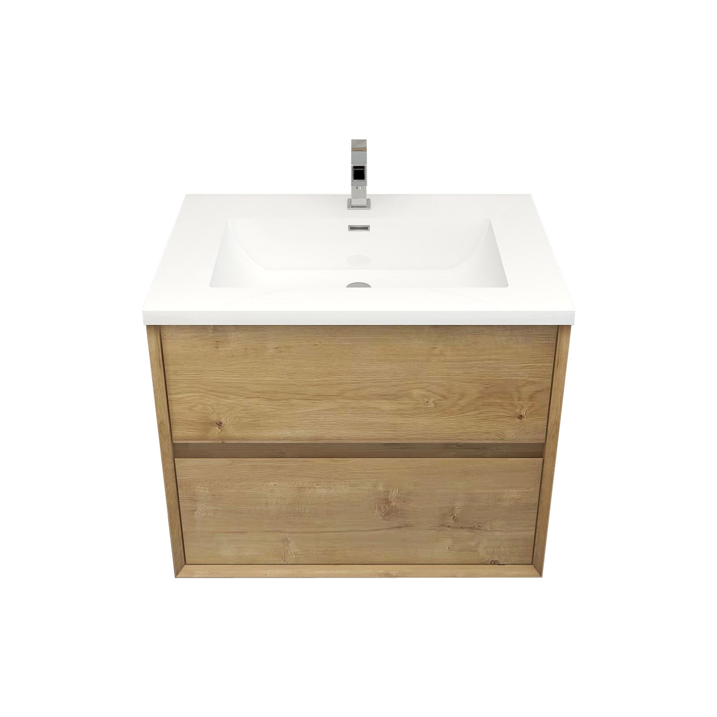 Better Vanity Kingdee 24"-84” Wall-Mounted Floating Bathroom Vanity with Reinforced Acrylic Single Basin Sink, Soft-Close Drawers, Fully Assembled