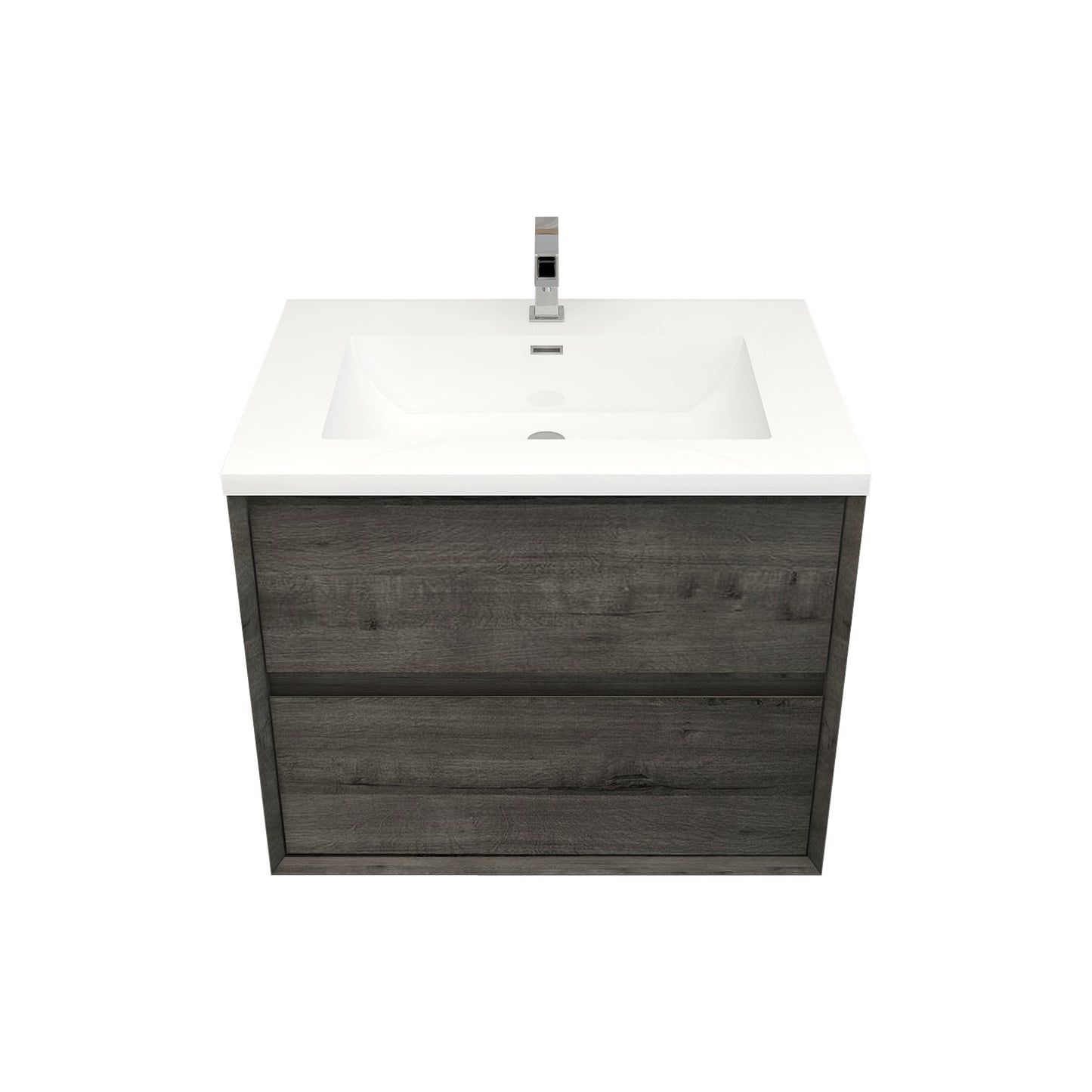 Better Vanity Kingdee 24"-84” Wall-Mounted Floating Bathroom Vanity with Reinforced Acrylic Single Basin Sink, Soft-Close Drawers, Fully Assembled
