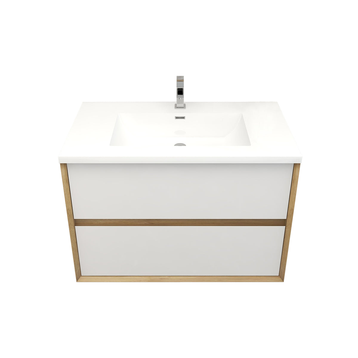 Better Vanity Kingdee 24"-84” Wall-Mounted Floating Bathroom Vanity with Reinforced Acrylic Single Basin Sink, Soft-Close Drawers, Fully Assembled
