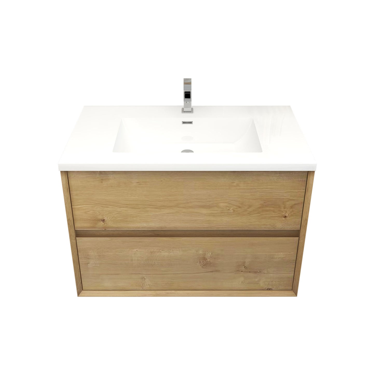 Better Vanity Kingdee 24"-84” Wall-Mounted Floating Bathroom Vanity with Reinforced Acrylic Single Basin Sink, Soft-Close Drawers, Fully Assembled