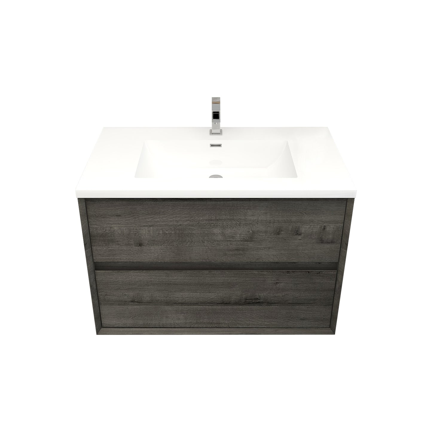 Better Vanity Kingdee 24"-84” Wall-Mounted Floating Bathroom Vanity with Reinforced Acrylic Single Basin Sink, Soft-Close Drawers, Fully Assembled