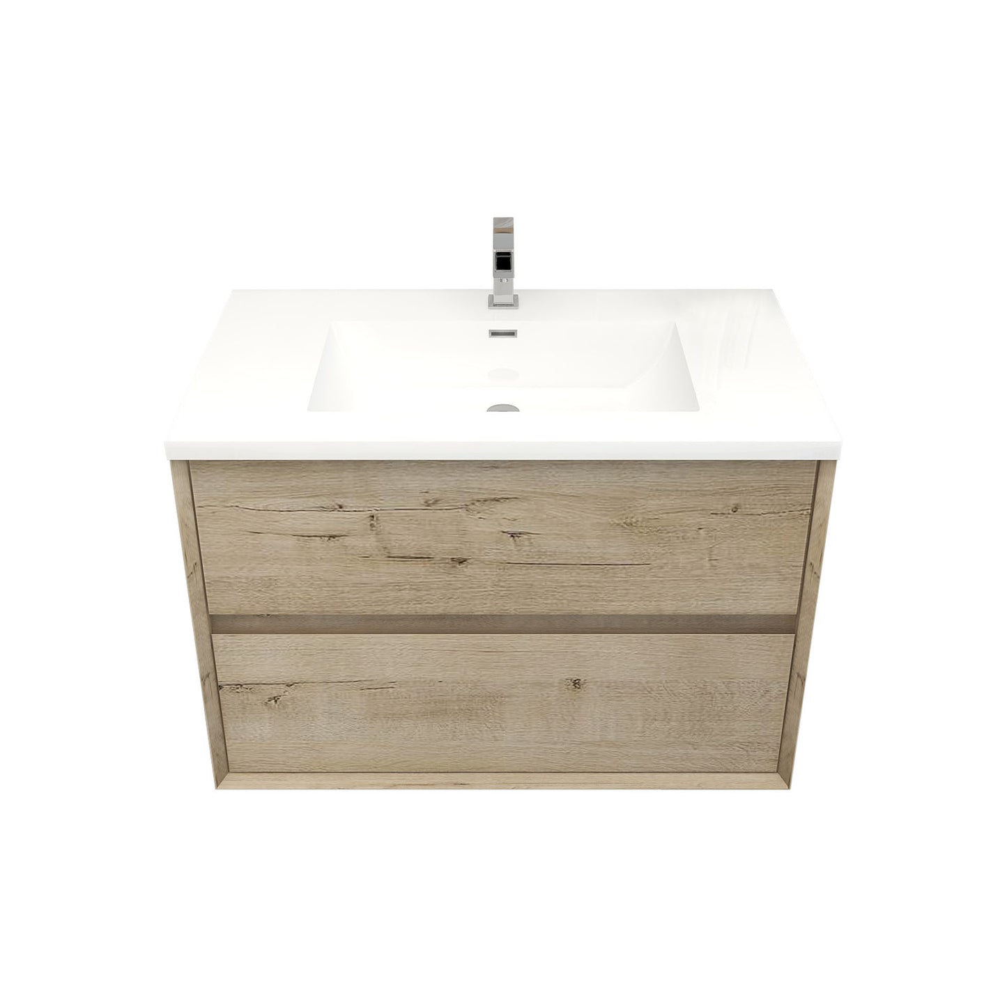 Better Vanity Kingdee 24"-84” Wall-Mounted Floating Bathroom Vanity with Reinforced Acrylic Single Basin Sink, Soft-Close Drawers, Fully Assembled