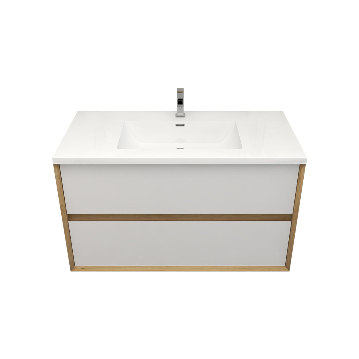 Better Vanity Kingdee 24"-84” Wall-Mounted Floating Bathroom Vanity with Reinforced Acrylic Single Basin Sink, Soft-Close Drawers, Fully Assembled