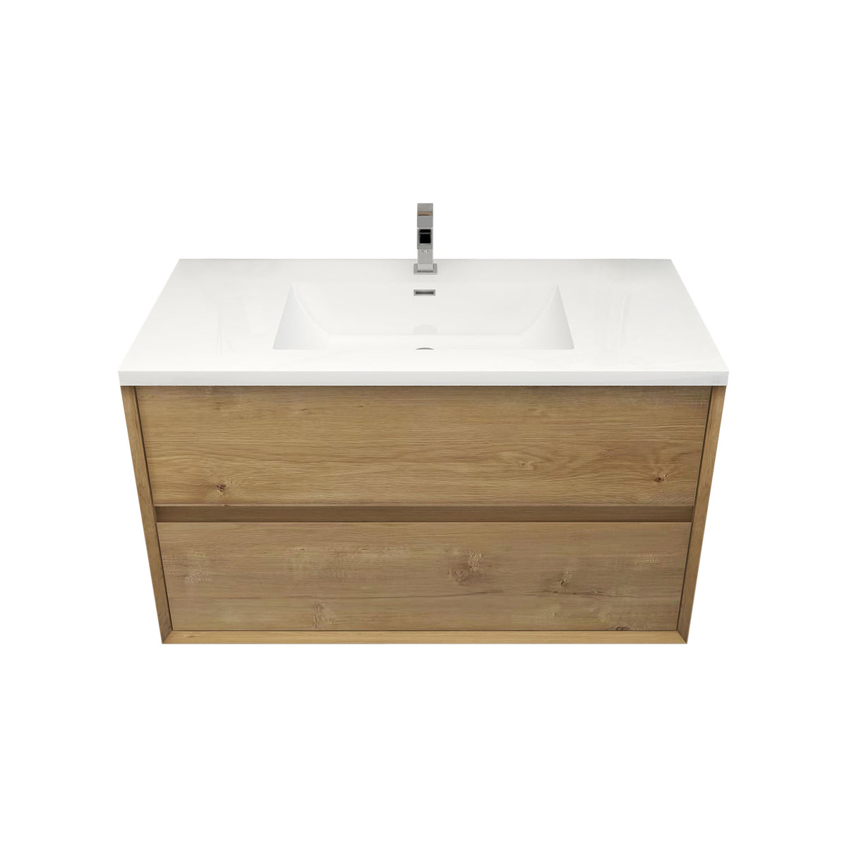 Better Vanity Kingdee 24"-84” Wall-Mounted Floating Bathroom Vanity with Reinforced Acrylic Single Basin Sink, Soft-Close Drawers, Fully Assembled