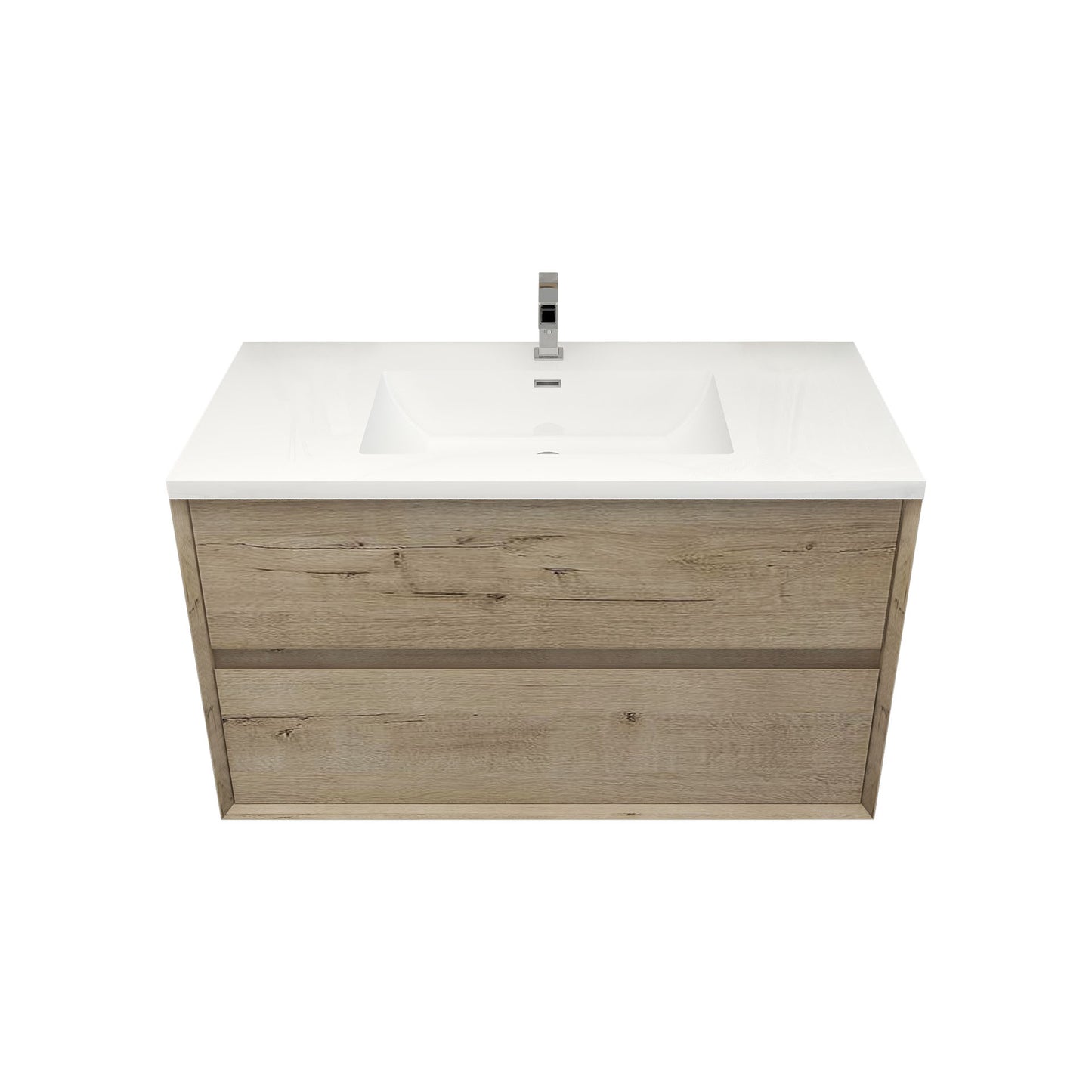 Better Vanity Kingdee 24"-84” Wall-Mounted Floating Bathroom Vanity with Reinforced Acrylic Single Basin Sink, Soft-Close Drawers, Fully Assembled