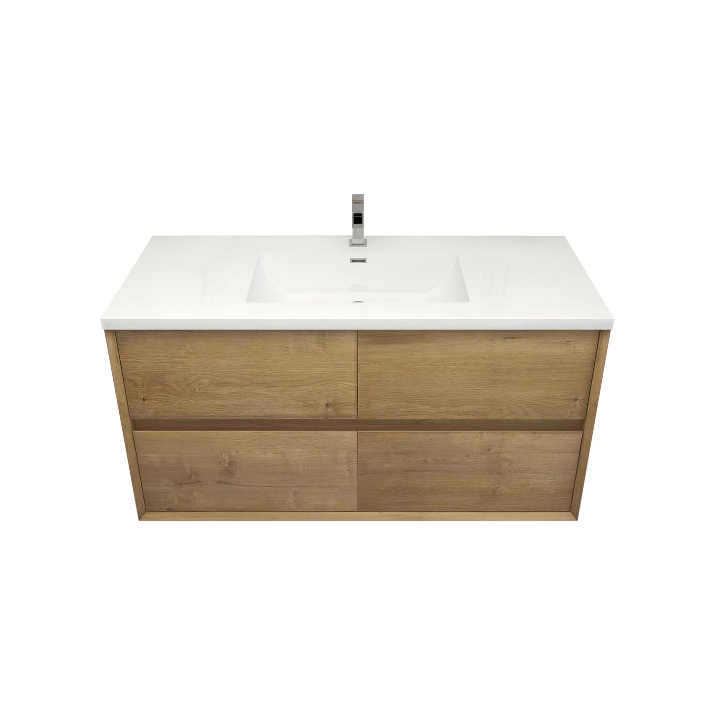 Better Vanity Kingdee 24"-84” Wall-Mounted Floating Bathroom Vanity with Reinforced Acrylic Single Basin Sink, Soft-Close Drawers, Fully Assembled