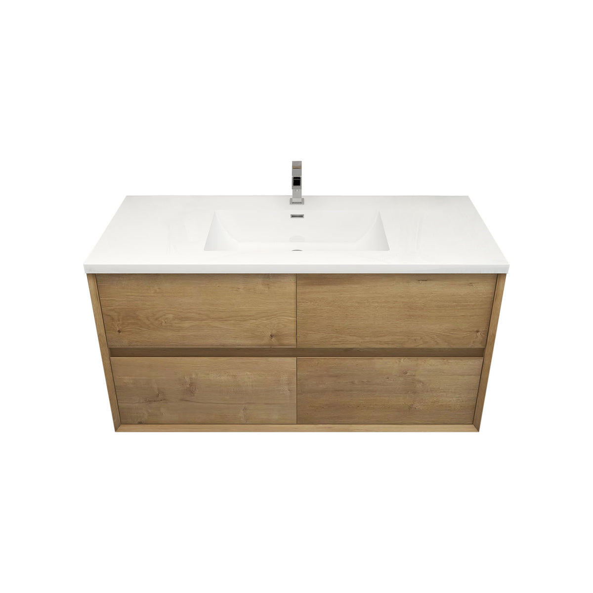 Better Vanity Kingdee 24"-84” Wall-Mounted Floating Bathroom Vanity with Reinforced Acrylic Single Basin Sink, Soft-Close Drawers, Fully Assembled