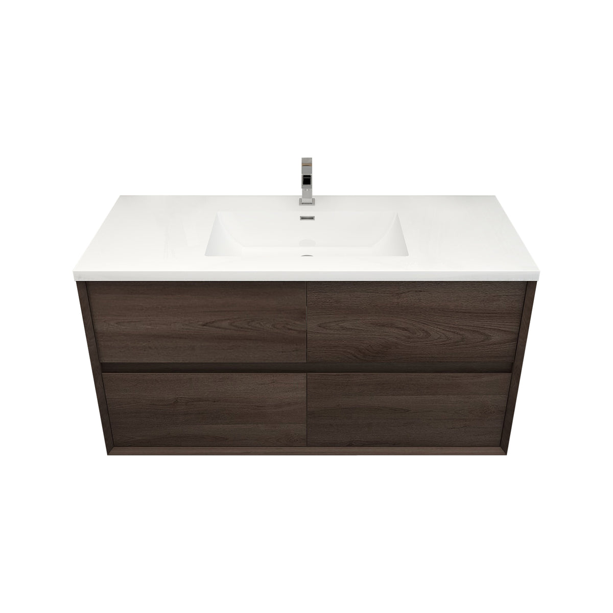 Better Vanity Kingdee 24"-84” Wall-Mounted Floating Bathroom Vanity with Reinforced Acrylic Single Basin Sink, Soft-Close Drawers, Fully Assembled
