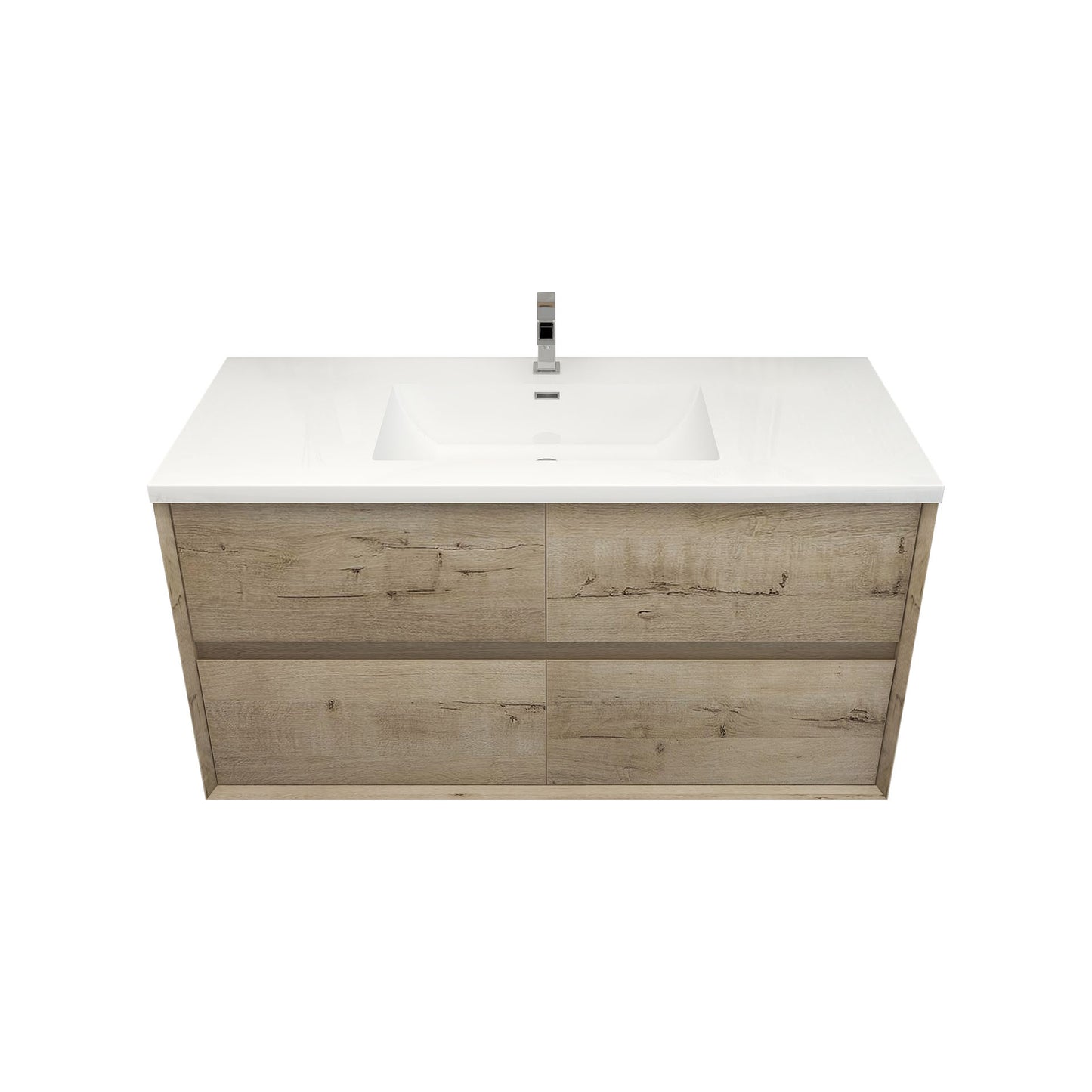 Better Vanity Kingdee 24"-84” Wall-Mounted Floating Bathroom Vanity with Reinforced Acrylic Single Basin Sink, Soft-Close Drawers, Fully Assembled
