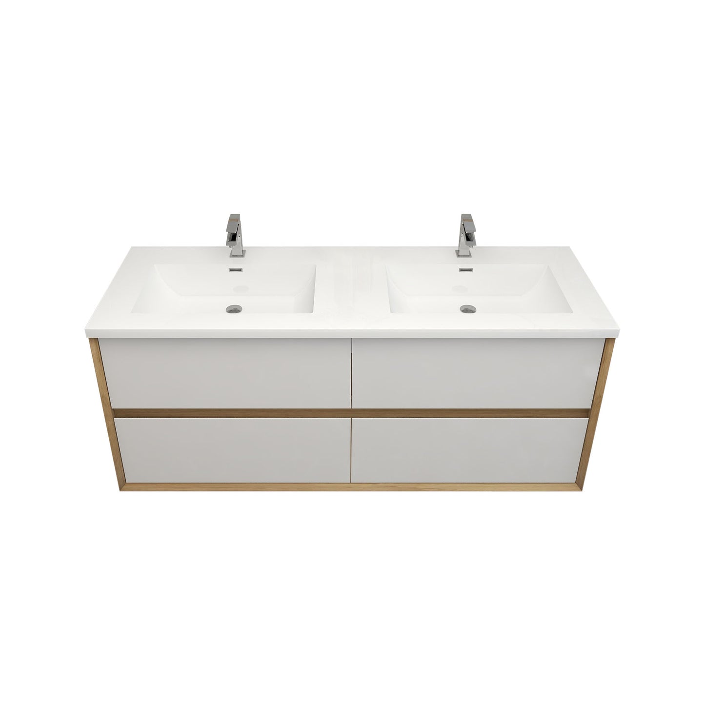 Better Vanity Kingdee 24"-84” Wall-Mounted Floating Bathroom Vanity with Reinforced Acrylic Single Basin Sink, Soft-Close Drawers, Fully Assembled