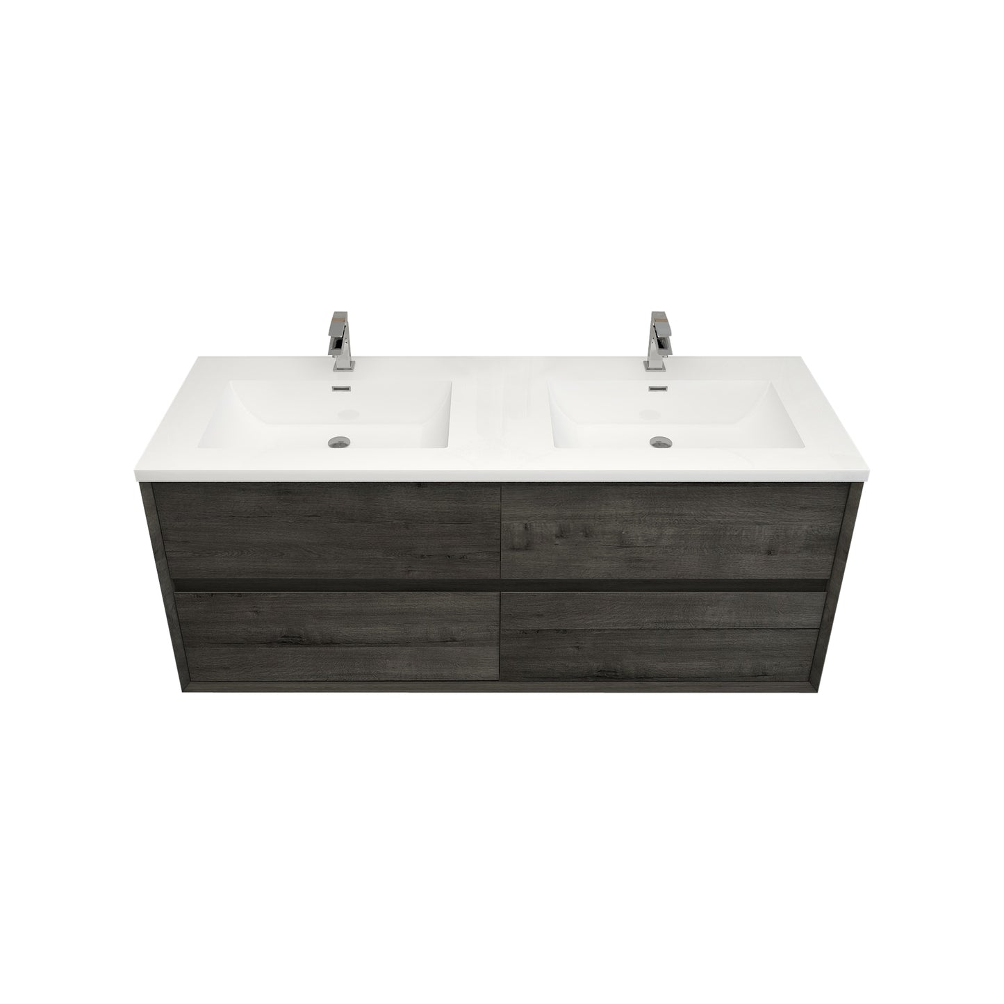 Better Vanity Kingdee 24"-84” Wall-Mounted Floating Bathroom Vanity with Reinforced Acrylic Single Basin Sink, Soft-Close Drawers, Fully Assembled