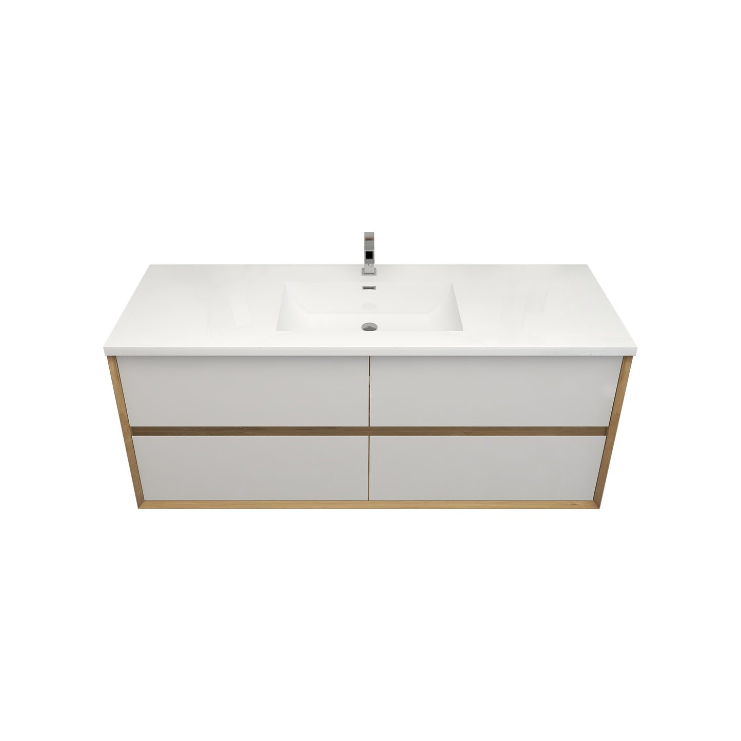 Better Vanity Kingdee 24"-84” Wall-Mounted Floating Bathroom Vanity with Reinforced Acrylic Single Basin Sink, Soft-Close Drawers, Fully Assembled