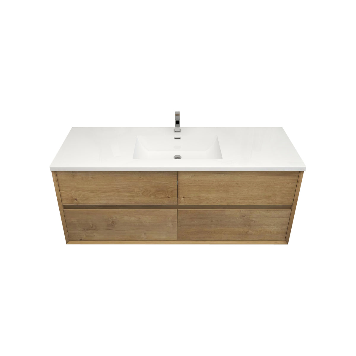 Better Vanity Kingdee 24"-84” Wall-Mounted Floating Bathroom Vanity with Reinforced Acrylic Single Basin Sink, Soft-Close Drawers, Fully Assembled
