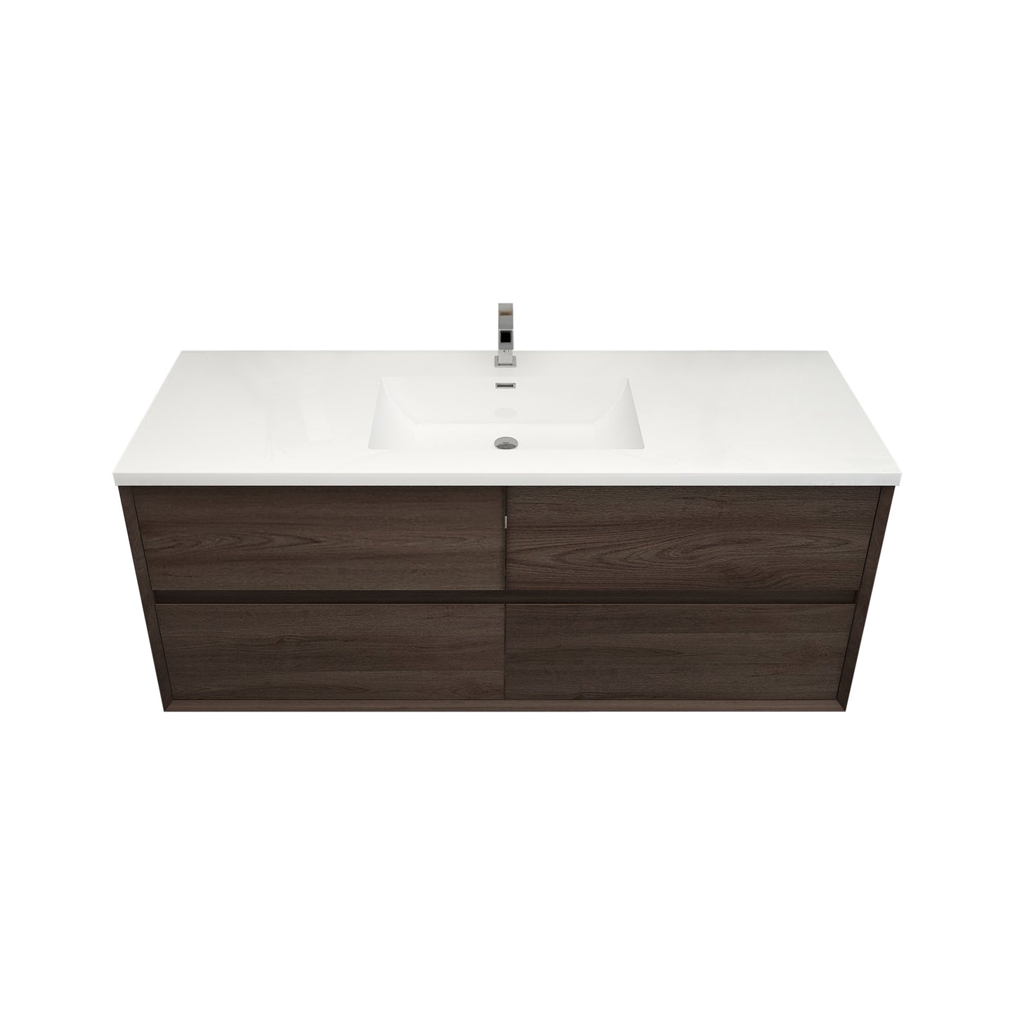 Better Vanity Kingdee 24"-84” Wall-Mounted Floating Bathroom Vanity with Reinforced Acrylic Single Basin Sink, Soft-Close Drawers, Fully Assembled