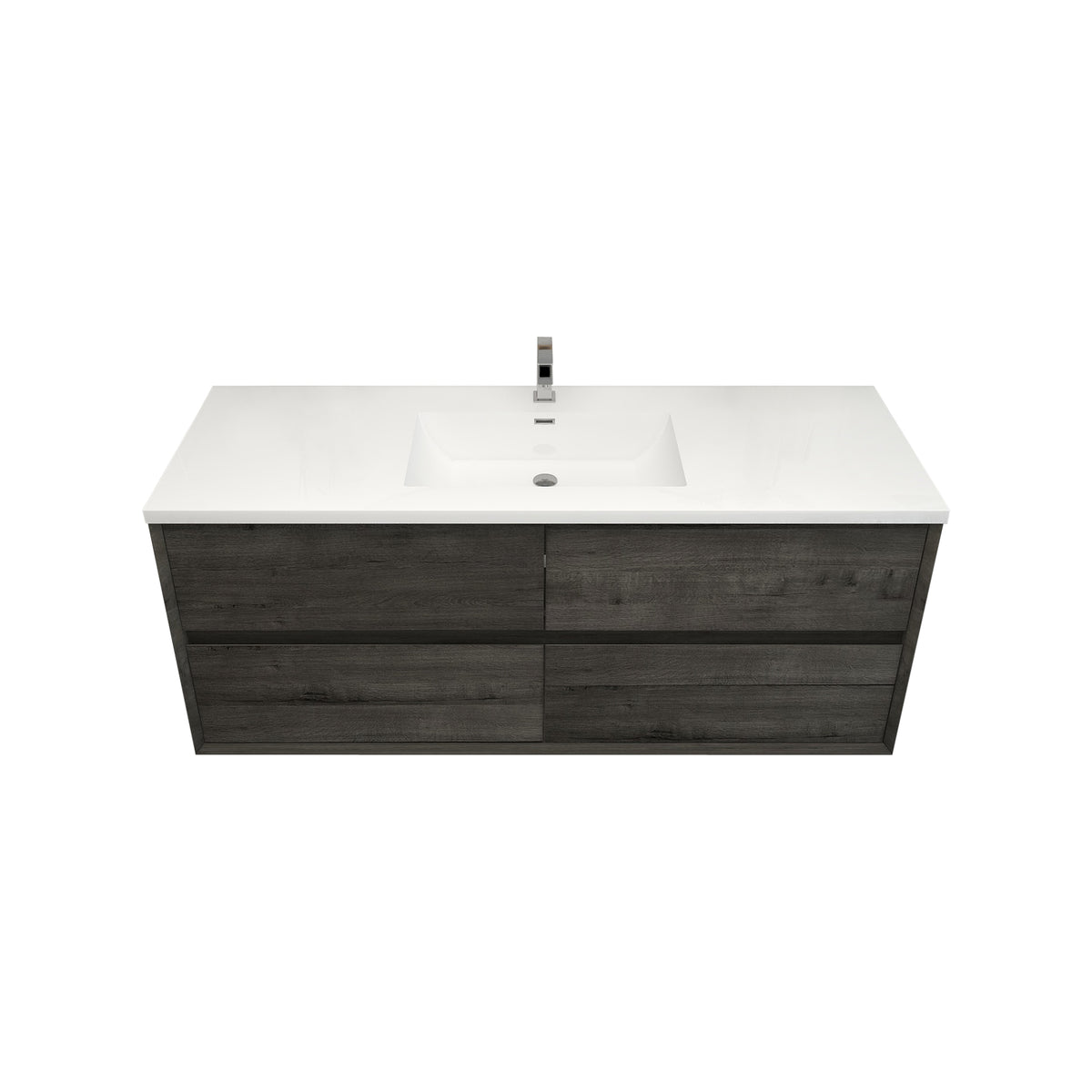 Better Vanity Kingdee 24"-84” Wall-Mounted Floating Bathroom Vanity with Reinforced Acrylic Single Basin Sink, Soft-Close Drawers, Fully Assembled
