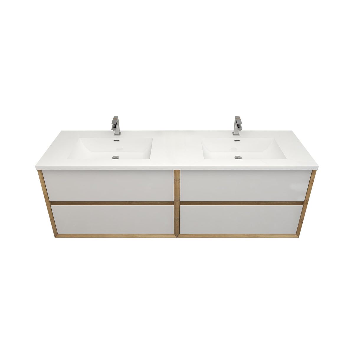 Better Vanity Kingdee 24"-84” Wall-Mounted Floating Bathroom Vanity with Reinforced Acrylic Single Basin Sink, Soft-Close Drawers, Fully Assembled