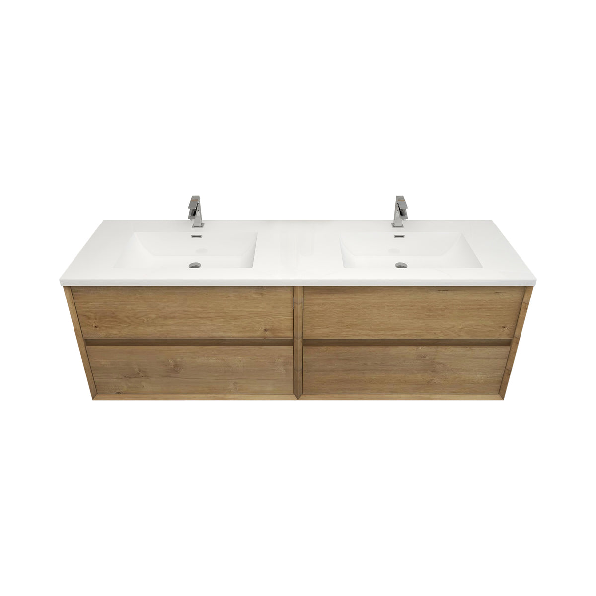 Better Vanity Kingdee 24"-84” Wall-Mounted Floating Bathroom Vanity with Reinforced Acrylic Single Basin Sink, Soft-Close Drawers, Fully Assembled