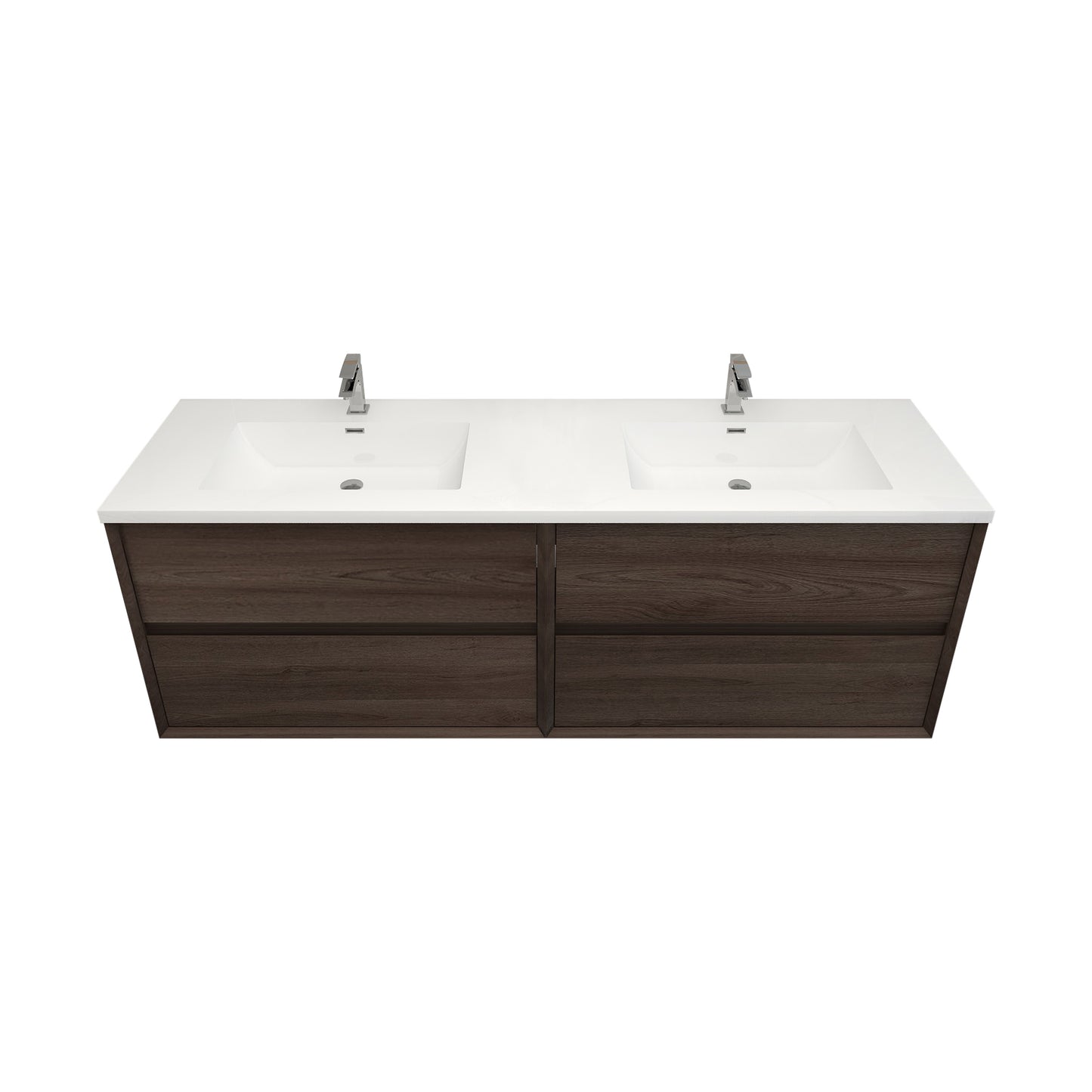 Better Vanity Kingdee 24"-84” Wall-Mounted Floating Bathroom Vanity with Reinforced Acrylic Single Basin Sink, Soft-Close Drawers, Fully Assembled