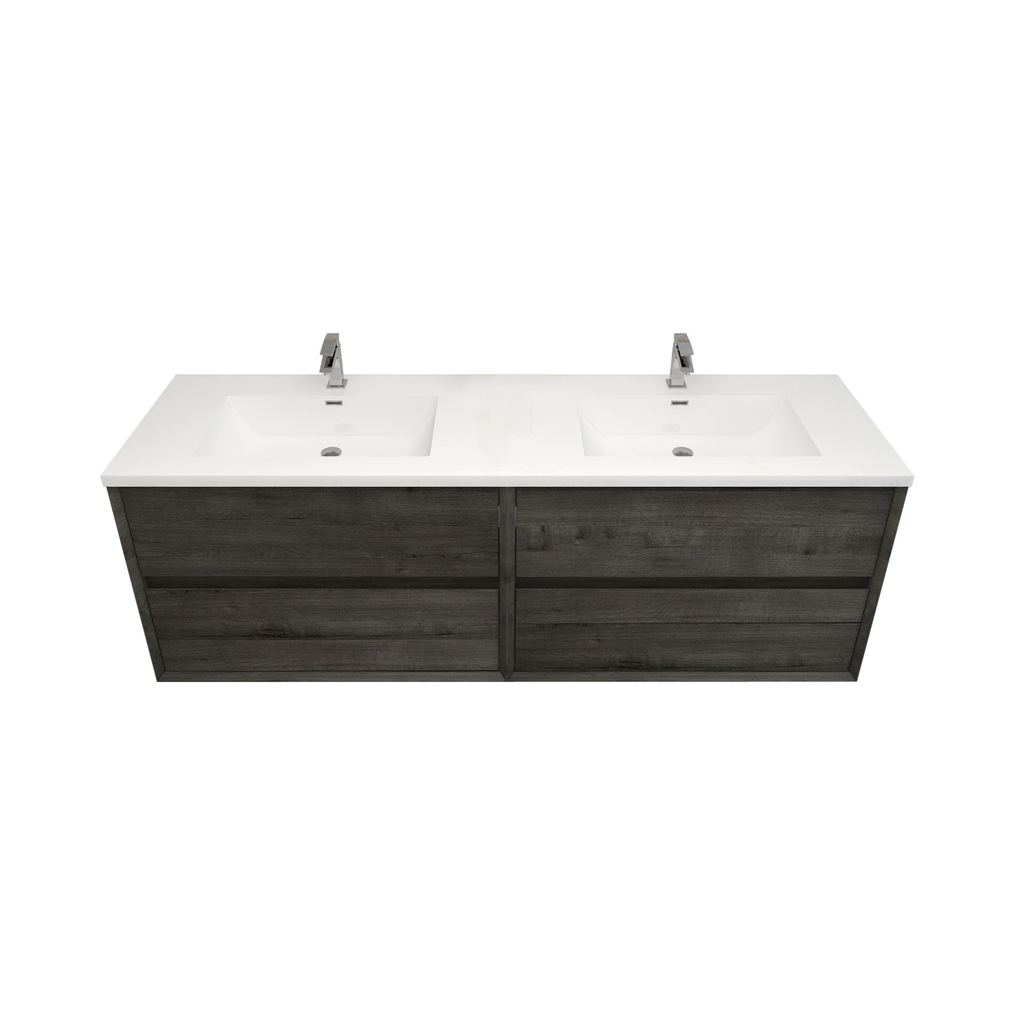 Better Vanity Kingdee 24"-84” Wall-Mounted Floating Bathroom Vanity with Reinforced Acrylic Single Basin Sink, Soft-Close Drawers, Fully Assembled