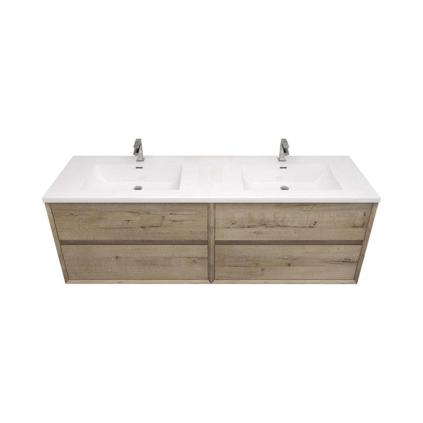 Better Vanity Kingdee 24"-84” Wall-Mounted Floating Bathroom Vanity with Reinforced Acrylic Single Basin Sink, Soft-Close Drawers, Fully Assembled