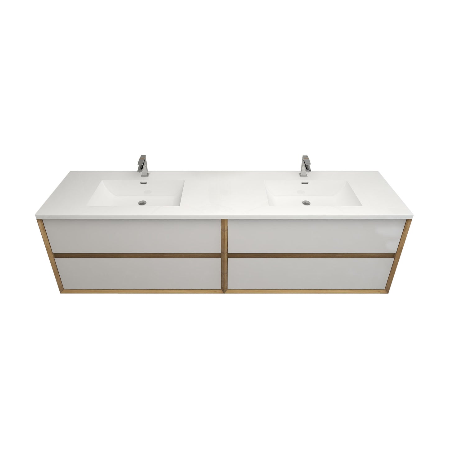 Better Vanity Kingdee 24"-84” Wall-Mounted Floating Bathroom Vanity with Reinforced Acrylic Single Basin Sink, Soft-Close Drawers, Fully Assembled