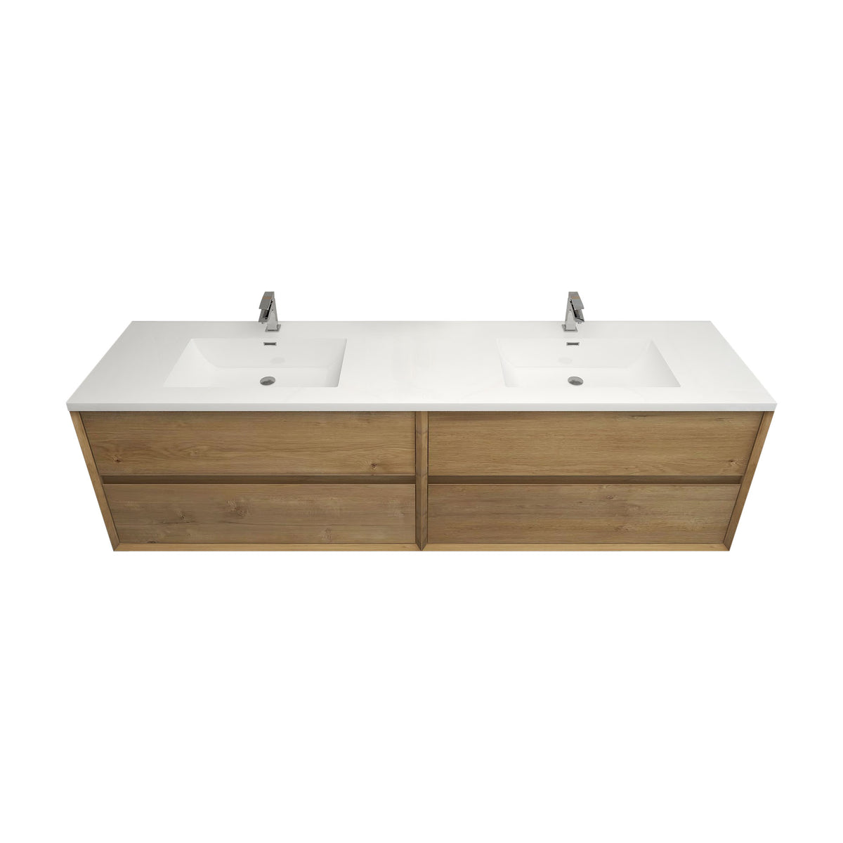 Better Vanity Kingdee 24"-84” Wall-Mounted Floating Bathroom Vanity with Reinforced Acrylic Single Basin Sink, Soft-Close Drawers, Fully Assembled