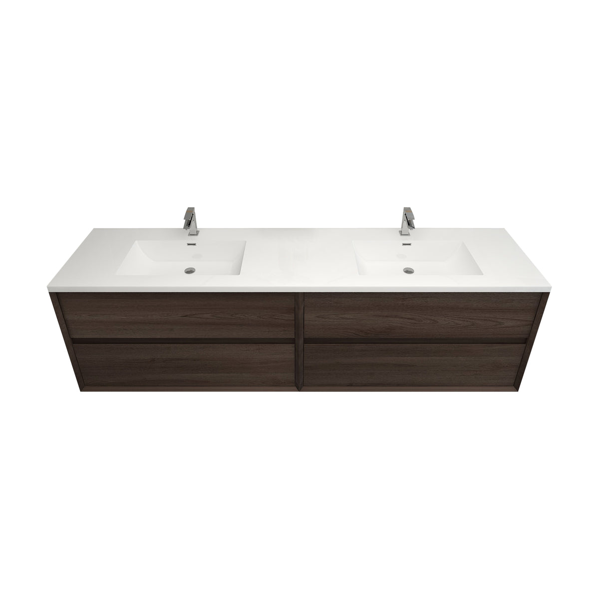 Better Vanity Kingdee 24"-84” Wall-Mounted Floating Bathroom Vanity with Reinforced Acrylic Single Basin Sink, Soft-Close Drawers, Fully Assembled