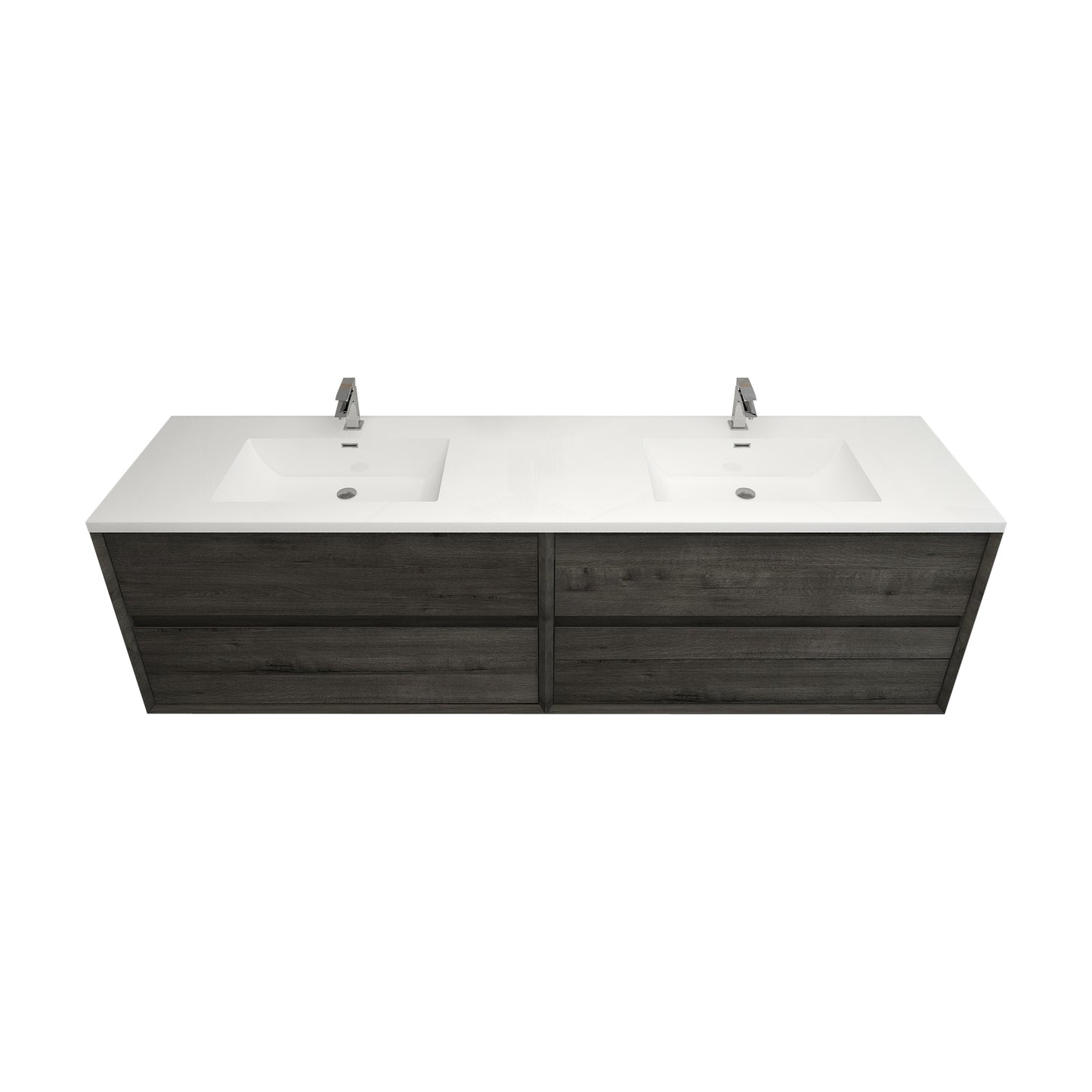 Better Vanity Kingdee 24"-84” Wall-Mounted Floating Bathroom Vanity with Reinforced Acrylic Single Basin Sink, Soft-Close Drawers, Fully Assembled