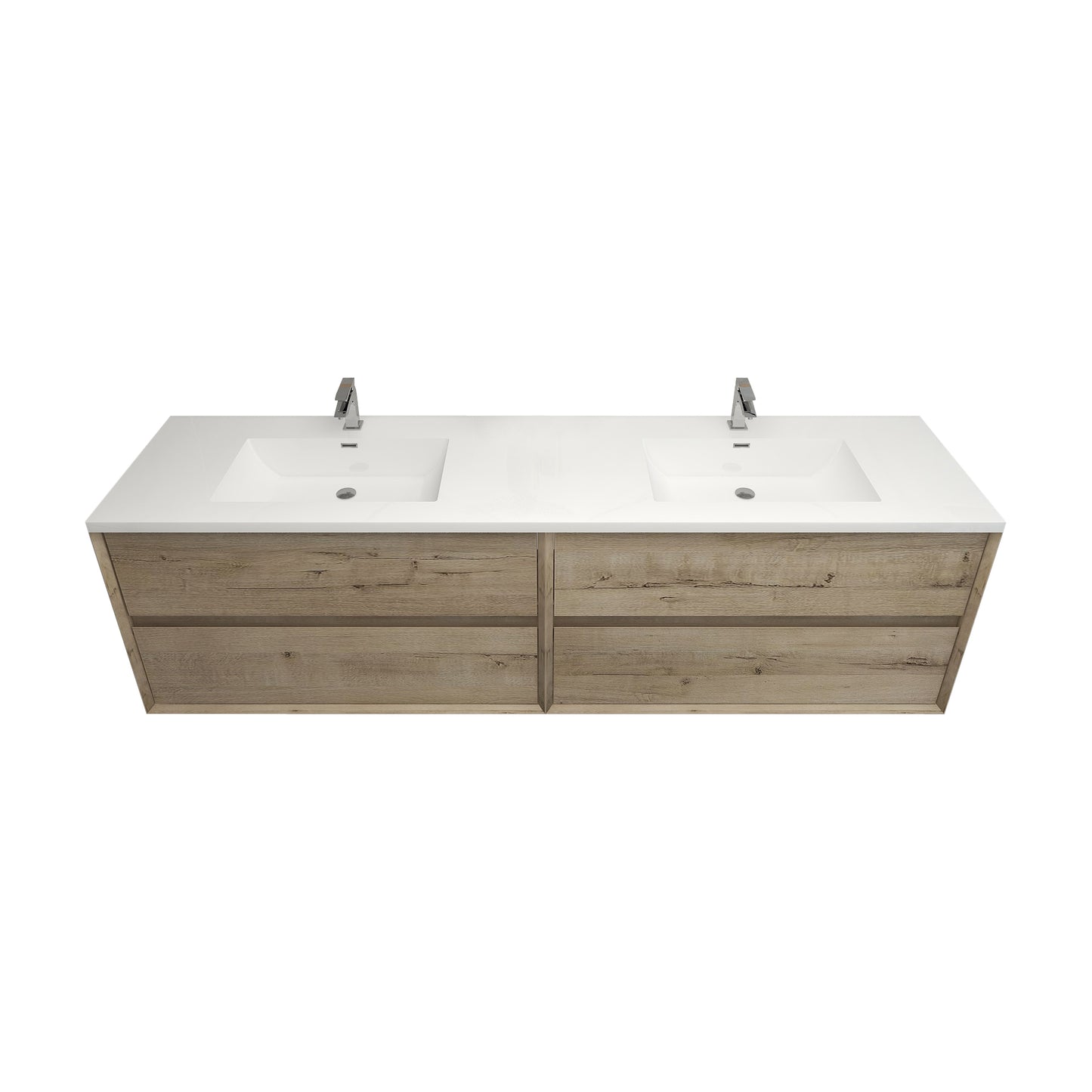 Better Vanity Kingdee 24"-84” Wall-Mounted Floating Bathroom Vanity with Reinforced Acrylic Single Basin Sink, Soft-Close Drawers, Fully Assembled