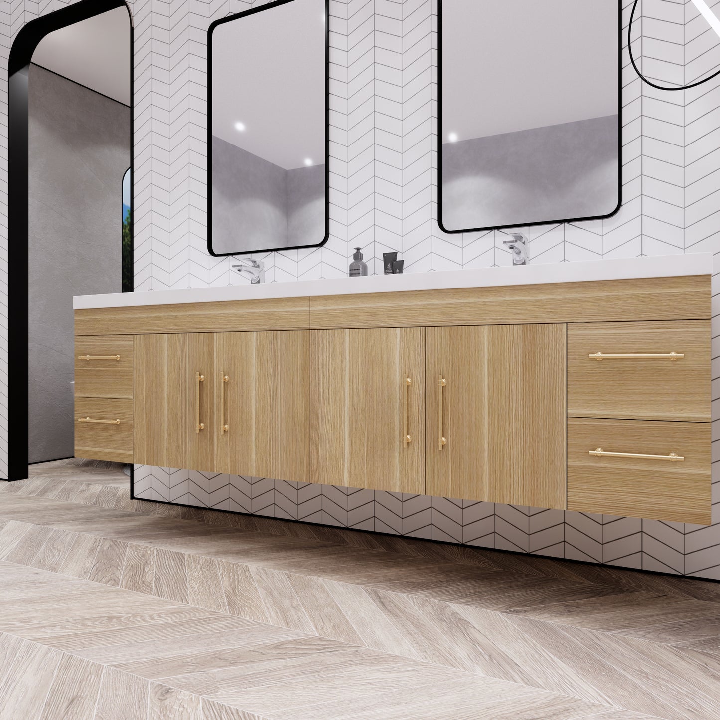 Better Vanity Elsa 24" -48" Wall-Mounted Floating Bathroom Vanity with Reinforced Acrylic Single Sink, Soft-Close Drawers, Fully Assembled