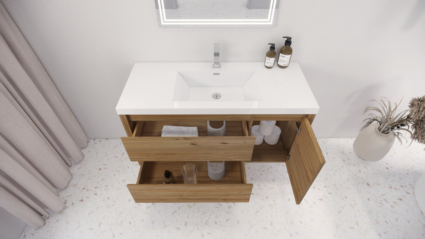 Jade Floating Bathroom Vanity with Reinforced Acrylic Sink Top 36" - 48"