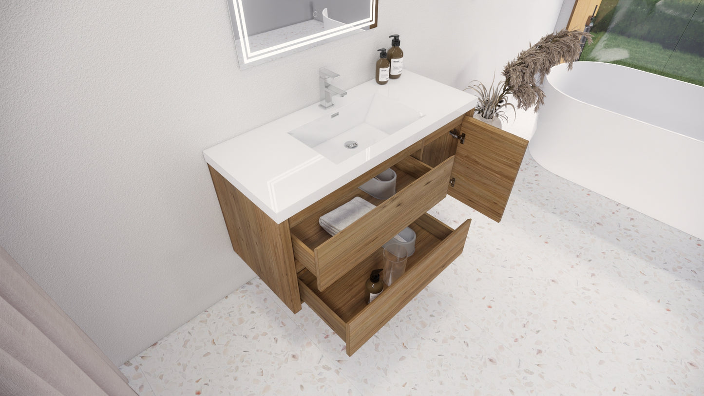 Jade Floating Bathroom Vanity with Reinforced Acrylic Sink Top 36" - 48"