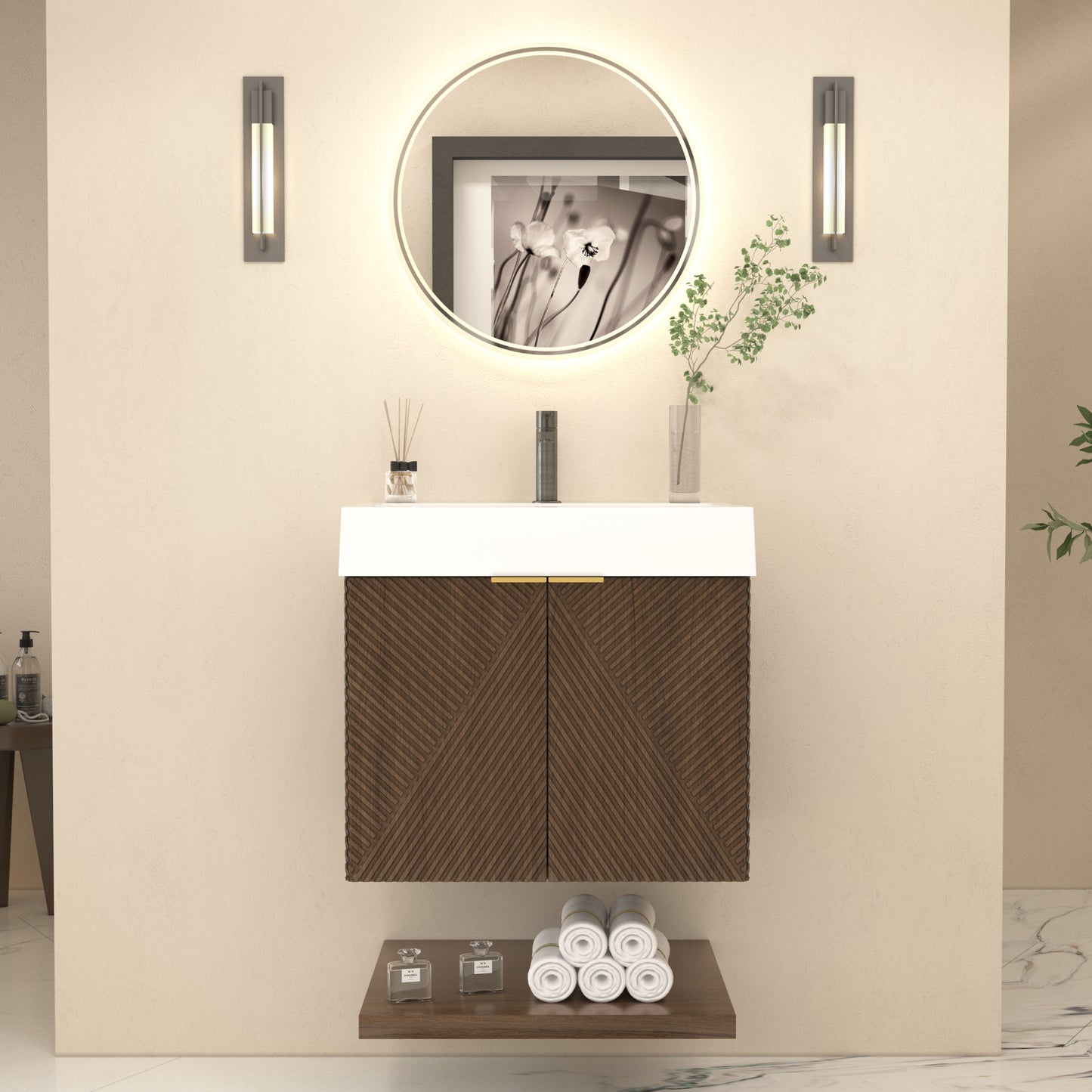 Better Vanity Stella 24"-84“ Floating Bathroom Vanity Reinforced Acrylic Sink Soft Close Doors & Drawers, Fully Assembled