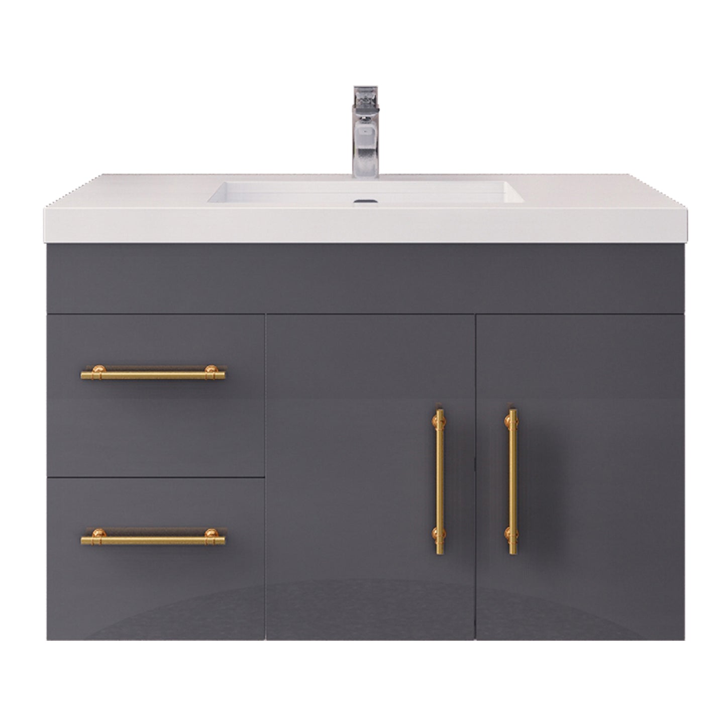 Better Vanity Elsa 24" -48" Wall-Mounted Floating Bathroom Vanity with Reinforced Acrylic Single Sink, Soft-Close Drawers, Fully Assembled