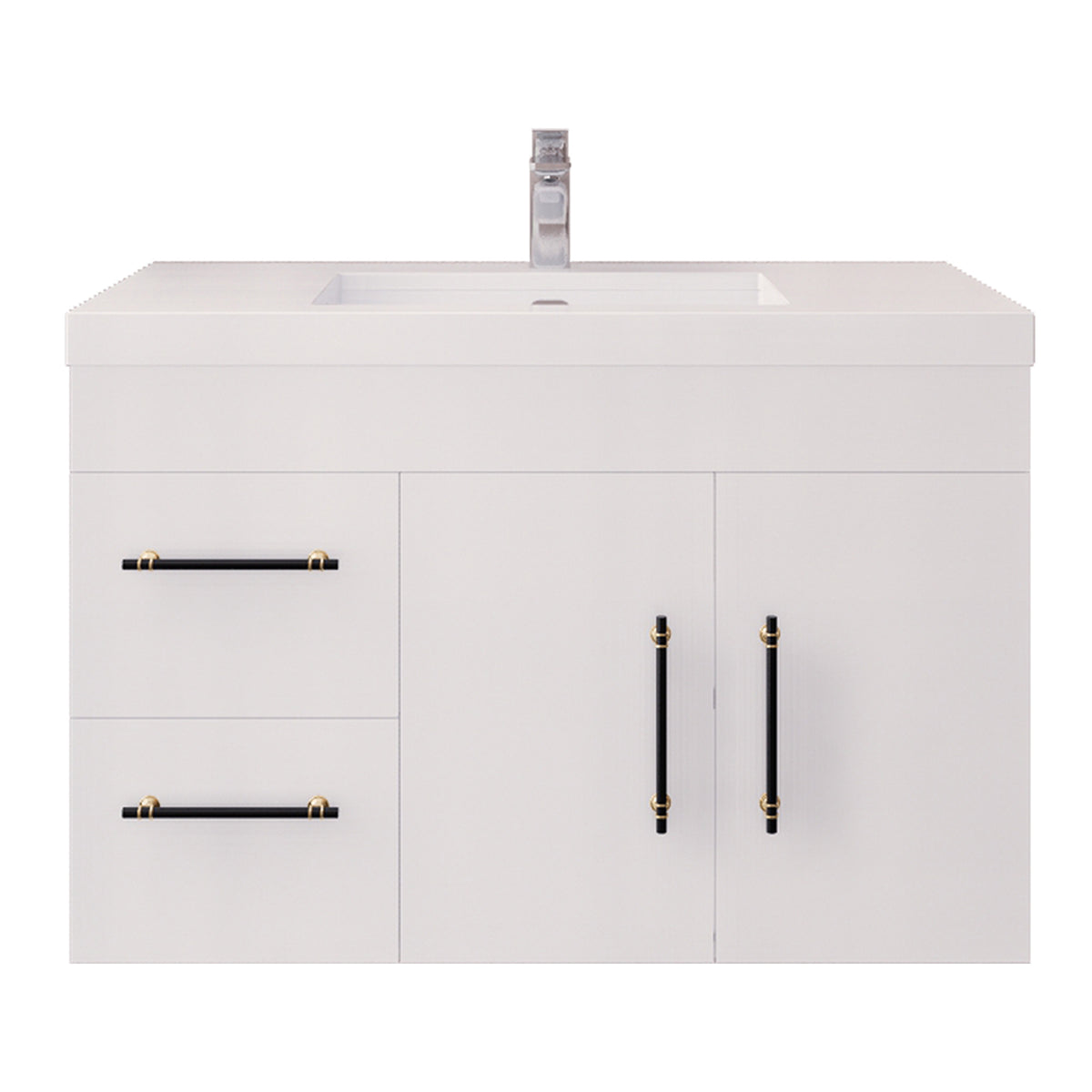 Better Vanity Elsa 24" -48" Wall-Mounted Floating Bathroom Vanity with Reinforced Acrylic Single Sink, Soft-Close Drawers, Fully Assembled