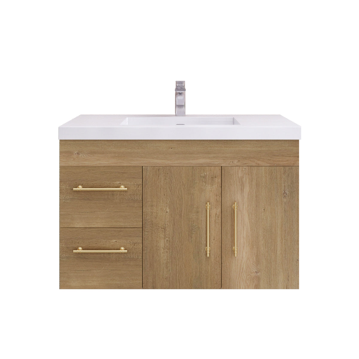 Better Vanity Elsa 24" -48" Wall-Mounted Floating Bathroom Vanity with Reinforced Acrylic Single Sink, Soft-Close Drawers, Fully Assembled