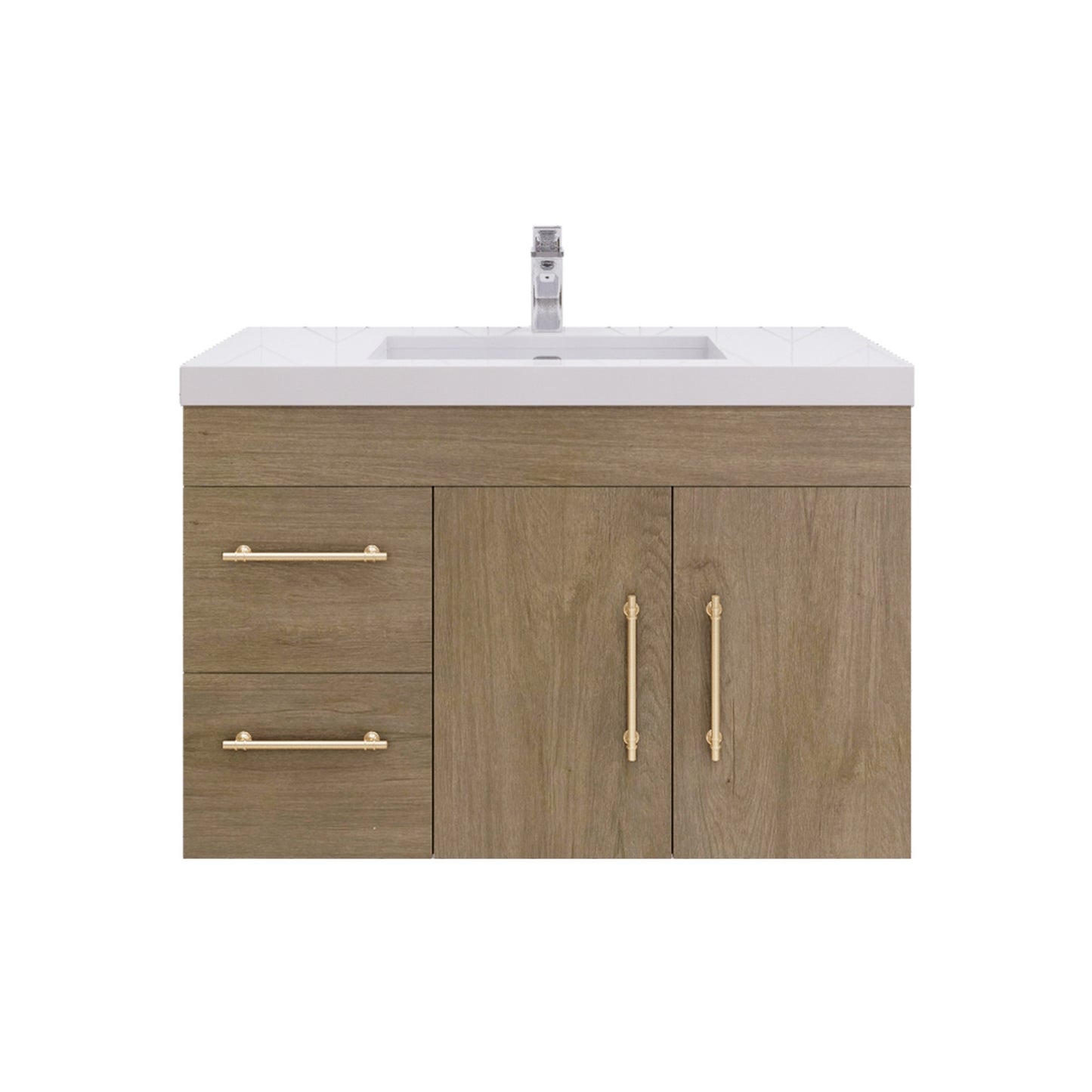 Better Vanity Elsa 24" -48" Wall-Mounted Floating Bathroom Vanity with Reinforced Acrylic Single Sink, Soft-Close Drawers, Fully Assembled