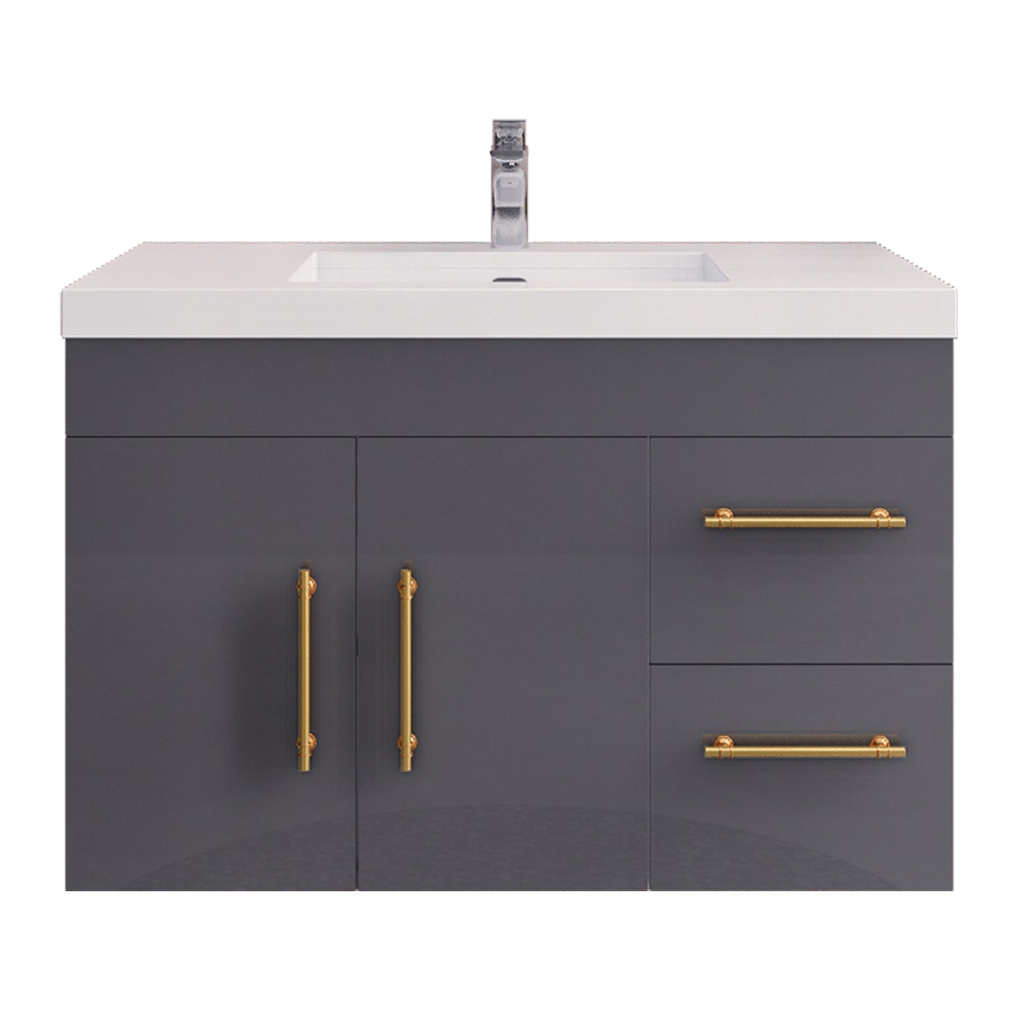 Better Vanity Elsa 24" -48" Wall-Mounted Floating Bathroom Vanity with Reinforced Acrylic Single Sink, Soft-Close Drawers, Fully Assembled