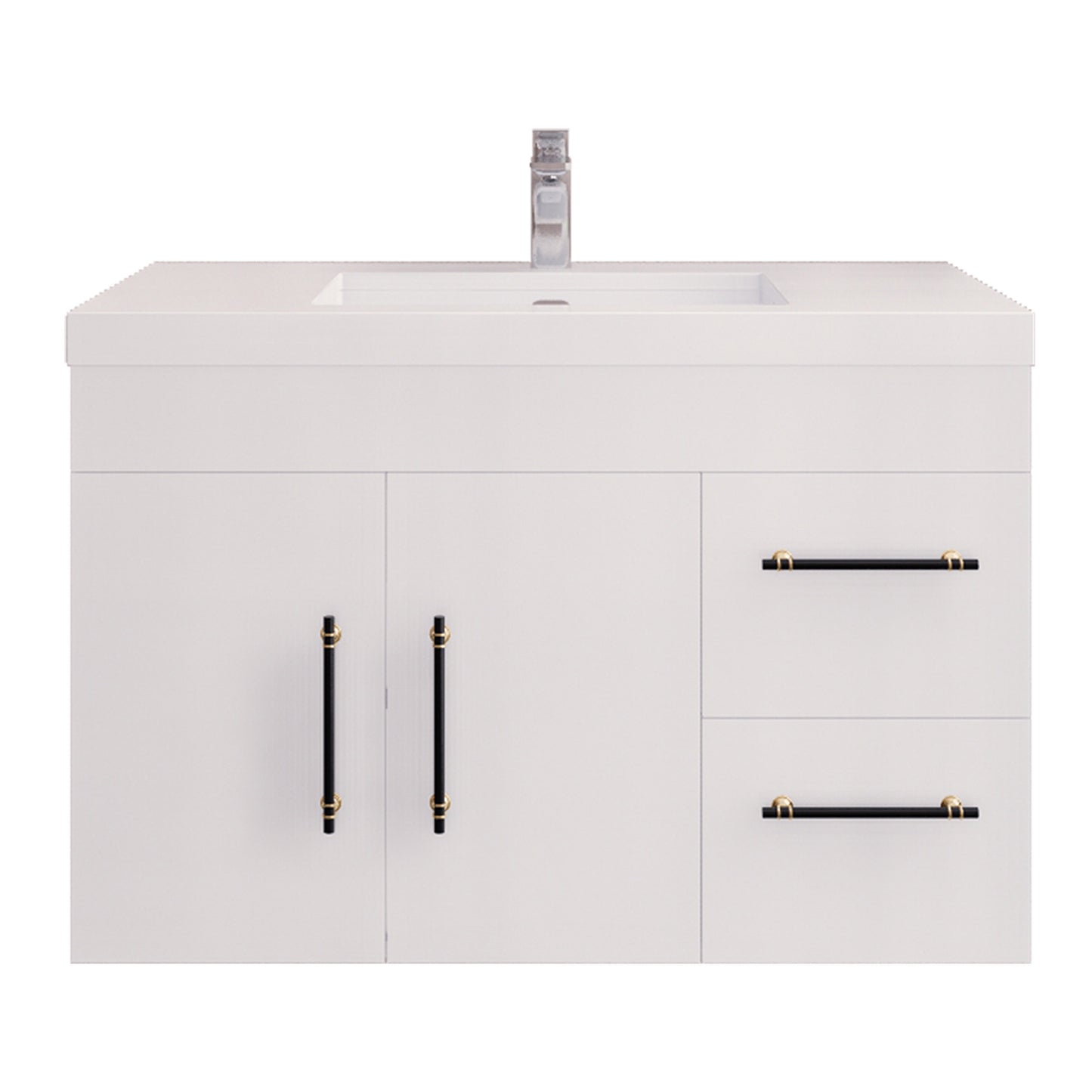 Better Vanity Elsa 24" -48" Wall-Mounted Floating Bathroom Vanity with Reinforced Acrylic Single Sink, Soft-Close Drawers, Fully Assembled
