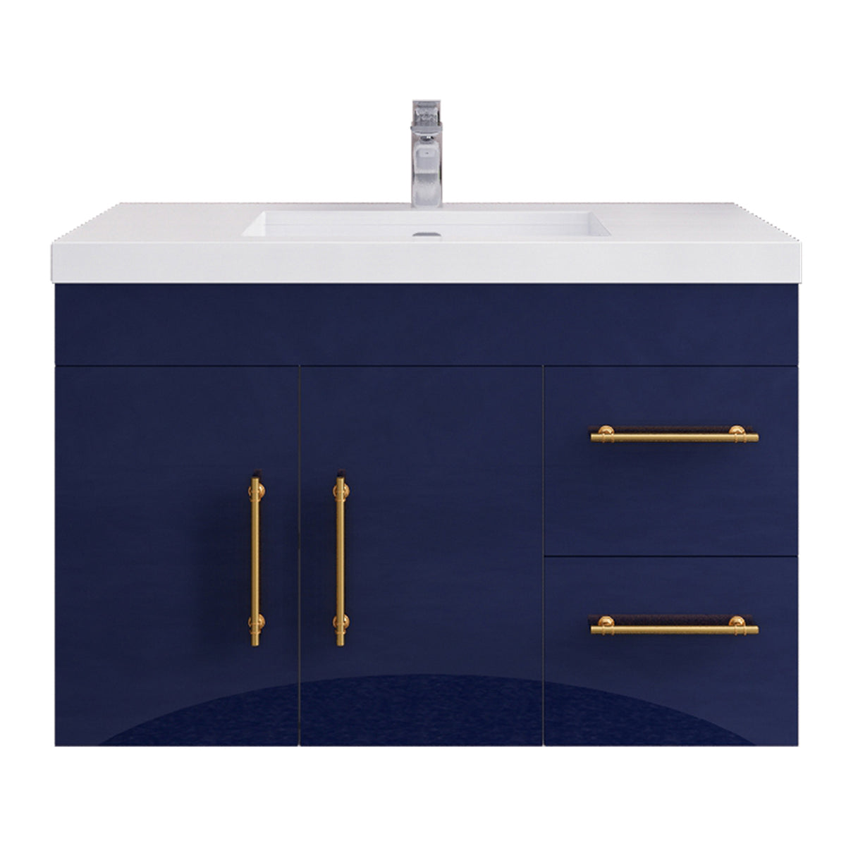 Better Vanity Elsa 24" -48" Wall-Mounted Floating Bathroom Vanity with Reinforced Acrylic Single Sink, Soft-Close Drawers, Fully Assembled