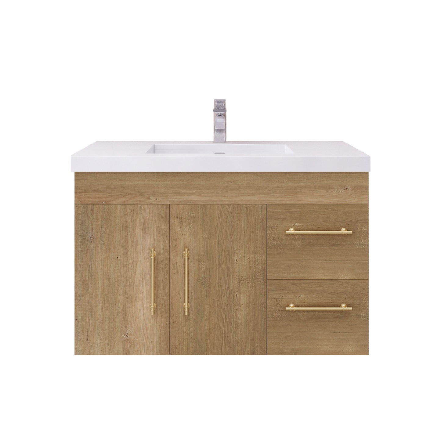 Better Vanity Elsa 24" -48" Wall-Mounted Floating Bathroom Vanity with Reinforced Acrylic Single Sink, Soft-Close Drawers, Fully Assembled